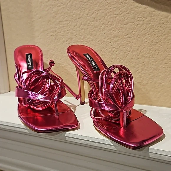 Nine West Terrie Sky Sexy Tie and Leg High Heel Strappy Sandals - Picture 2 of 15